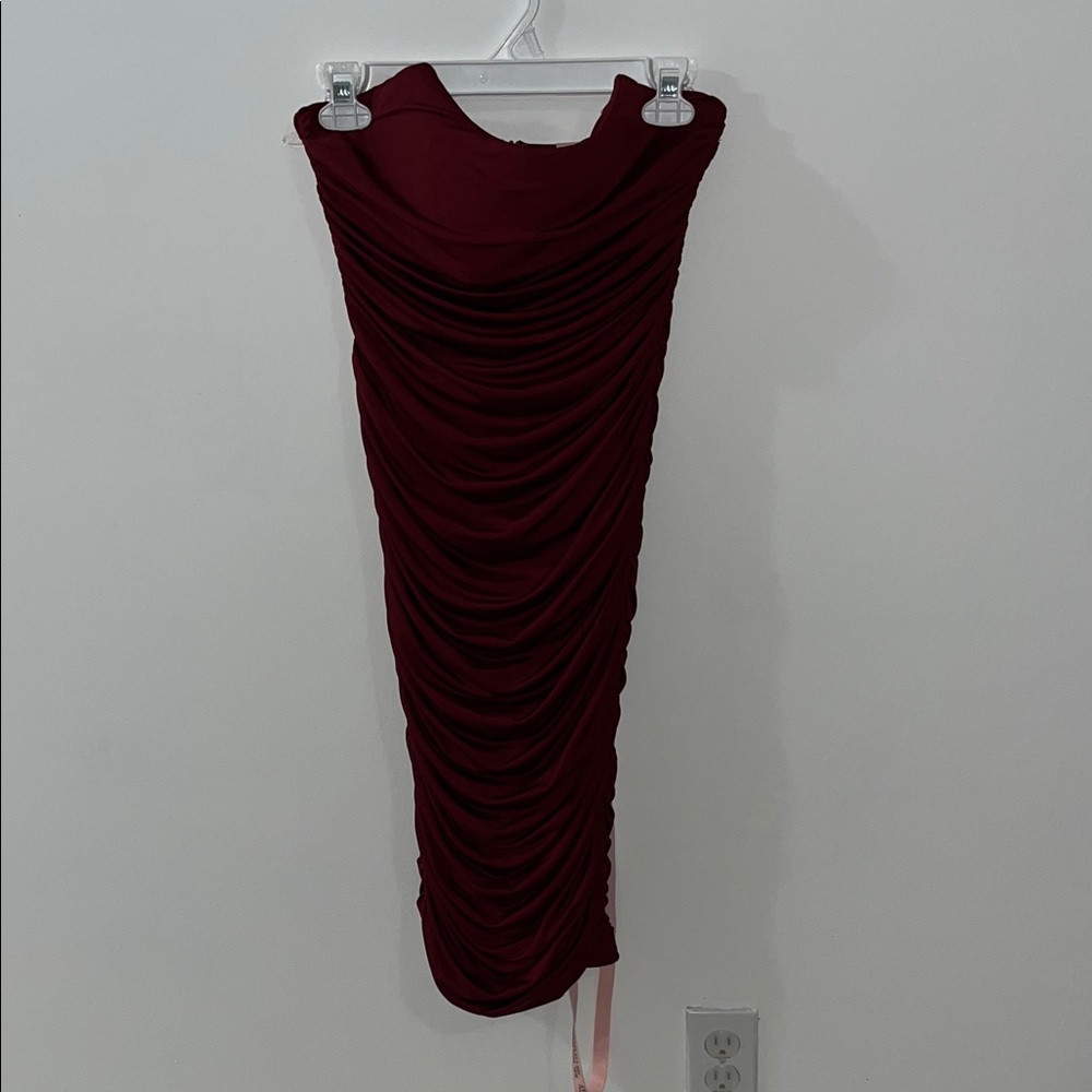 Oh Polly Burgundy Midi Dress